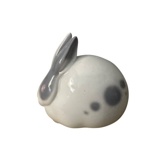 Vintage Department 56 Porcelain Bunny Rabbit White Gray - Picture 1 of 6